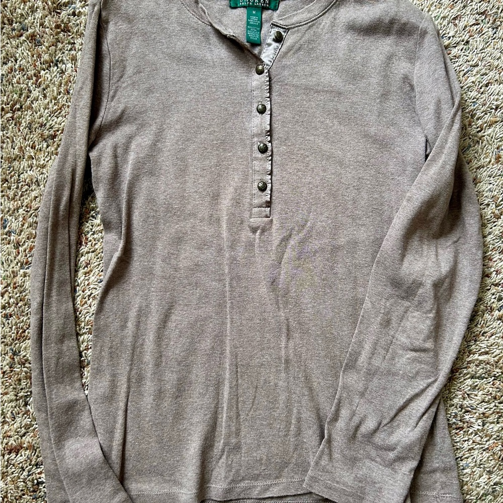 Lauren Ralph Lauren Brown long Sleeve Shirt Medium